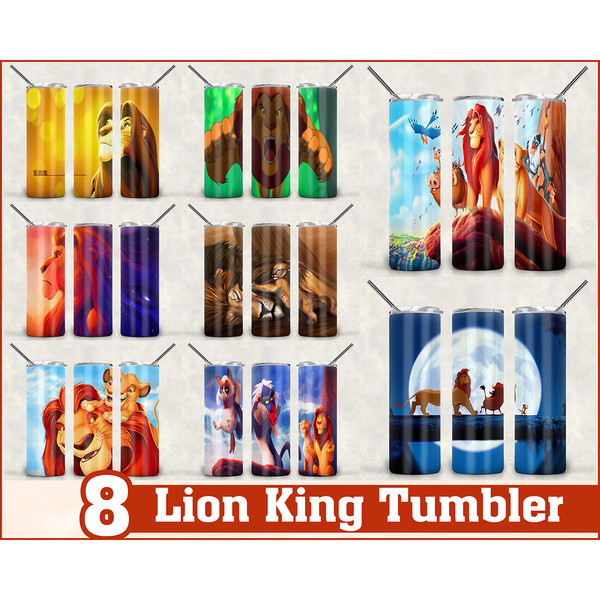 Lion King Tumbler ,Tumblers Designs 20oz Skinny Straight & Tapered Bundle, Bundle Design Template for Sublimation, Full Tumbler Wrap, PNG Digital.jpg