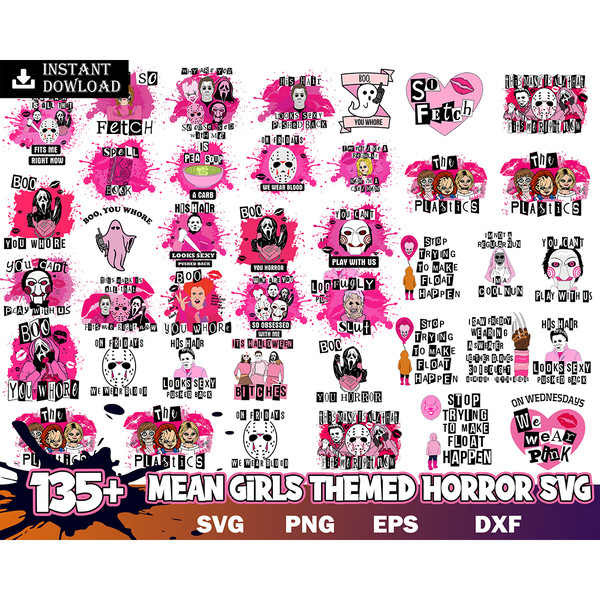 135 File Mean Girls svg, Mean Girls Bundle svg, Horror svg eps png, for Cricut, Silhouette, digital, file cut Instant Download.jpg