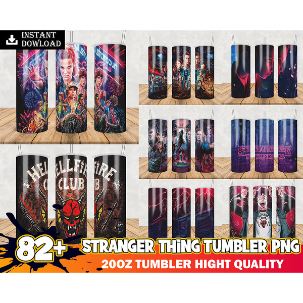 82 Stranger Things Characters Tumbler PNG, Movie Character, Tumbler Wrap, 20oz Skinny Tumbler, Sublimation Design, Digital Instant Download.jpg