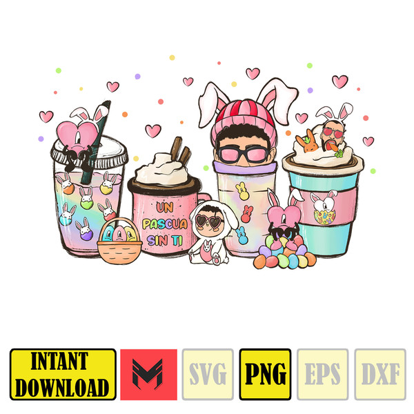 Easter Bad Bunny Coffee Hand Drawn Png, Easter Sad Heart Png, Easter Coffee Png, Happy Easter Day Png, Easter Benito Png.jpg