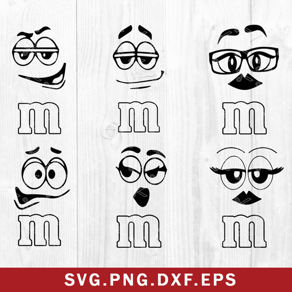 M & M Face Bundle Svg, M&M Faces Svg, M&M Logo Svg, Png Dxf