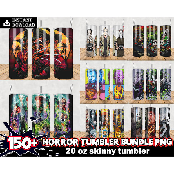 150 Horror Sublimation Design Bundle Tumbler, Straight, Tapered Design, Tumbler Designs, Tumbler Wraps, Metal Tumblers Designs, INSTANT DOWNLOAD.jpg
