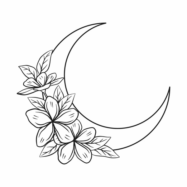 Flower moon svg, Crescent Moon Svg, Flower Svg, Floral Moon - Inspire ...