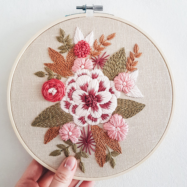 Hand Embroidery Pattern PDF Floral Embroidery Design 