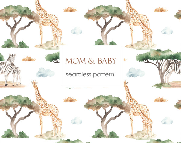 3 Mom and baby Africa watercolor seamless patterns.jpg