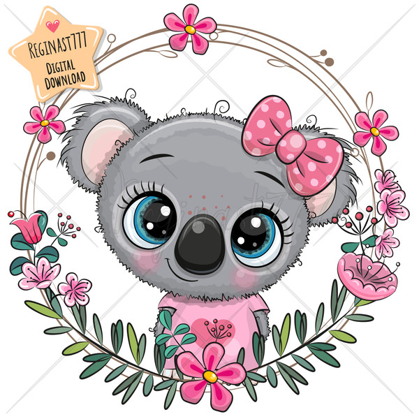 Cute Koala Bear Floral PNG, Transparent Animal Clipart, Kids Cartoon  Design,printable Sublimation,commercial Use,baby Shower Magical PNG Art -   Canada