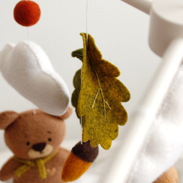 Felt autumn leaves from baby crib mobile