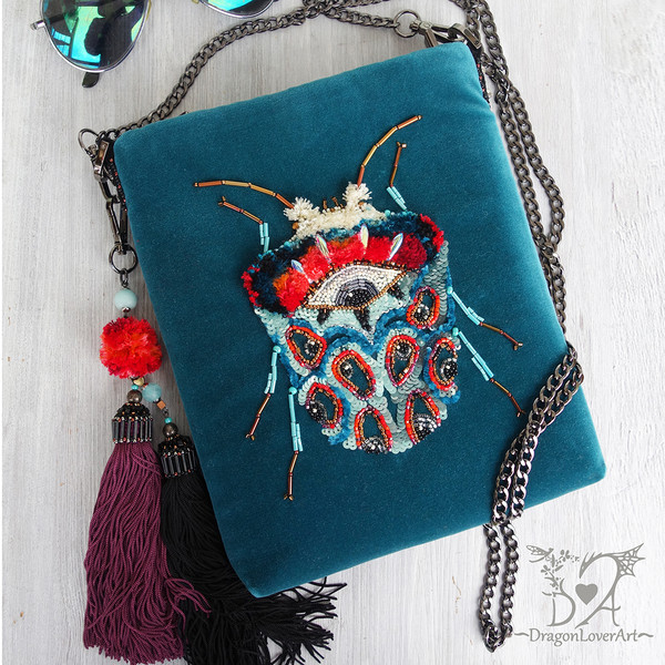 eye blue beetle velvet bag.jpg