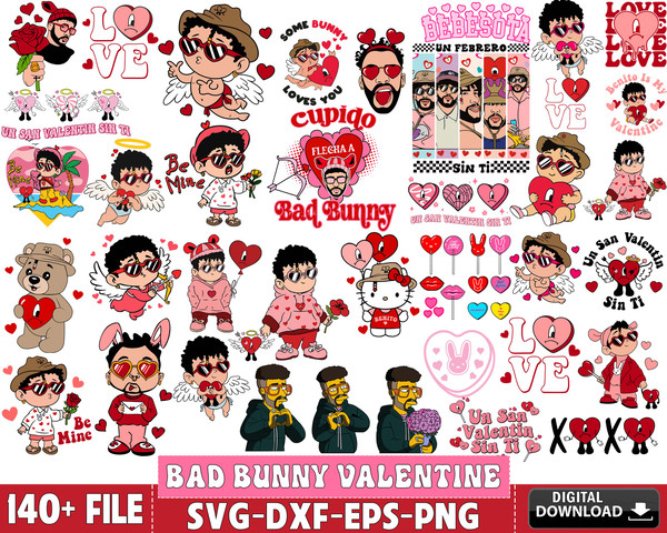 140+ file Bad Bunny valentine bundle SVG , Bad Bunny valentine.jpg