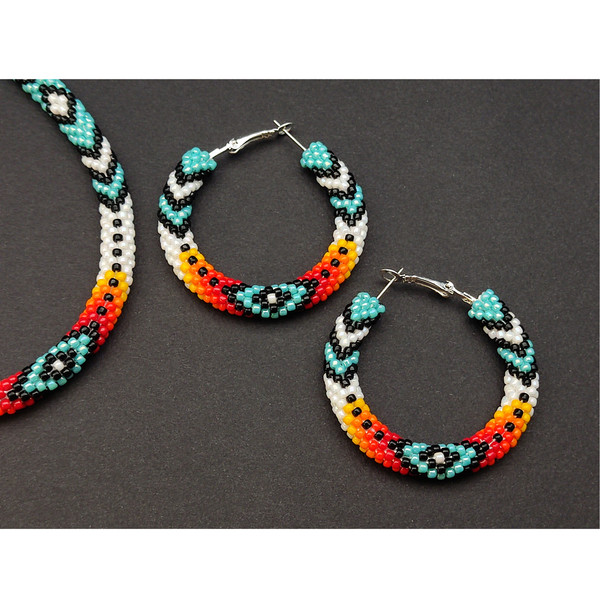 Turquoise hoop earrings and necklace