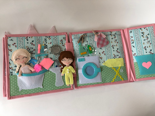 Quiet Book, Quiet Book Dollhouse, Girl Busy Book, Quiet Book for Girl,  Toddler Girl, Non Paper Doll, Felt Doll, Toddler Busy Book, Busy Book 