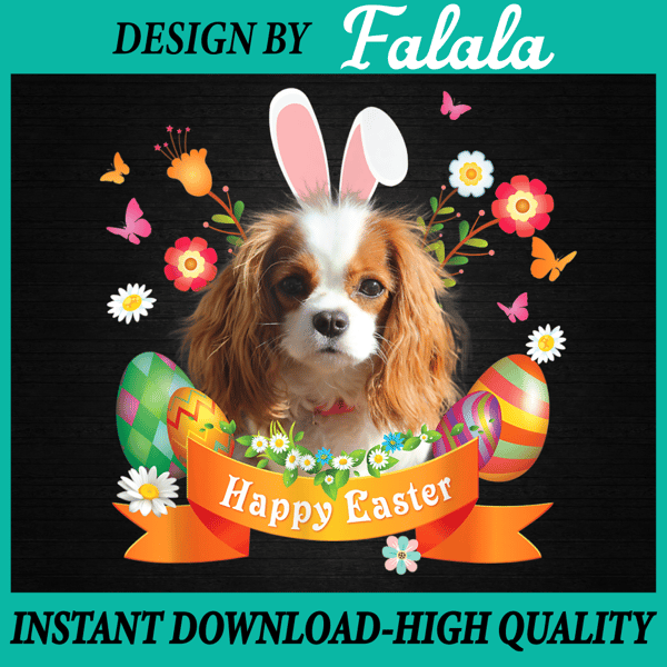 Bunny Cavalier King Charles Spaniel Dog Happy Easter Day Png - Inspire  Uplift