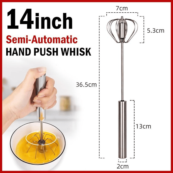 Semi-Automatic Egg Whisk Hand Push Egg Beater Stainless Steel Blender Mixer  14