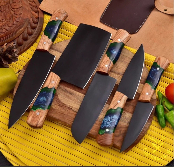 Knife Set, Kitchen Knives,camping Knife, Handmade Knife, Handforged Knife Set, Chef Knife Set, Handmade Custom Knife 3.jpg