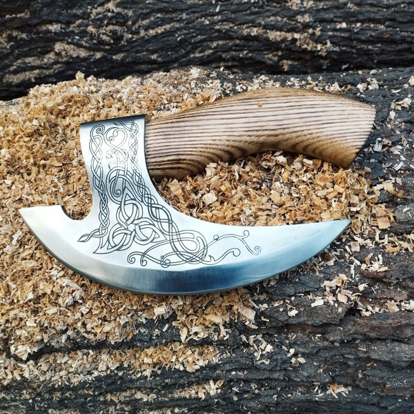 Custom Handmade Stainless Steel Pizza Cutter Viking Axe Carbon Hatchet,Viking Axe, Carbon Hatchet 2.jpg