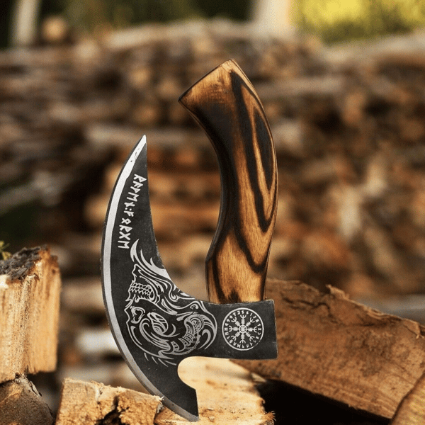 Custom Handmade Carbon Steel Pizza Cutter Viking Axe, Vikings Hatchet,viking Axe, Carbon Hatchet 2.jpg