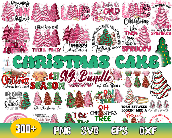 Christmas Bundle Svg, Christmas Tree Svg, Christmas Cake Svg, Png Dxf  Eps File .jpg