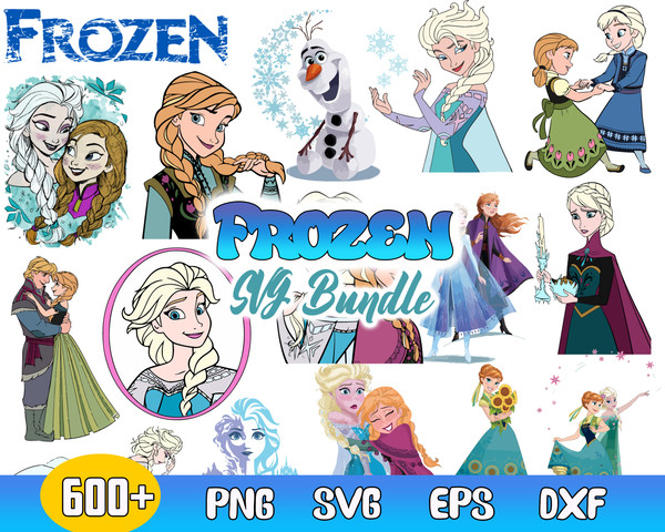 Frozen Mega Bundle Svg, Elsa Svg, Anna Svg, Olaf Svg, Disney Princess Svg, Digital Download File.jpg