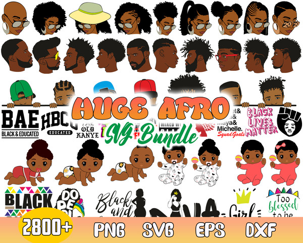 Huge Afro Mega Bundle Svg, Afro Man, Afro Women Svg, Afro Kids Svg, Png Dxf Eps File.jpg