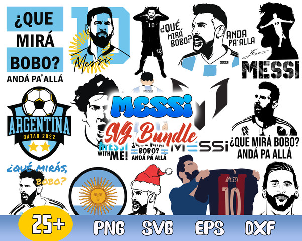 Messi Bundle Svg, Lionel Messi Svg, Soccer SVG, Football Argentina Svg Png Dxf Eps File.jpg