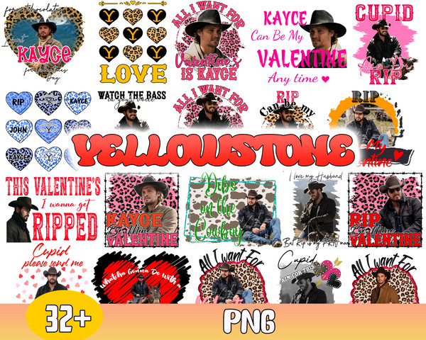 Yellowstone Valentine Bundle Png, Rip Yellowstone Png, Valentine Rip Png, Valentine's Day Png .jpg