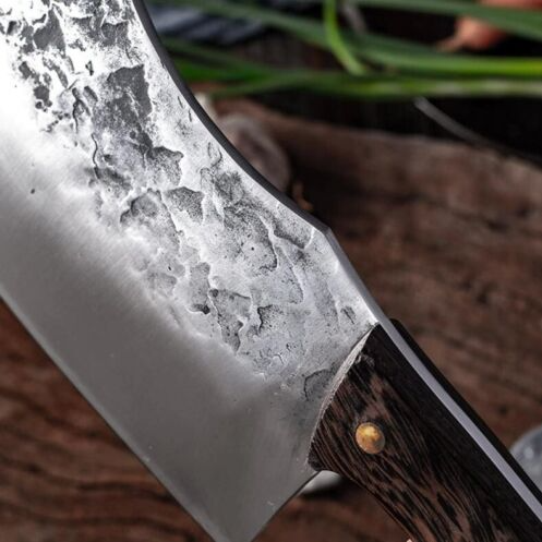 Handmade Carbon Steel Butcher Cleaver Steak Knife Chinese Chef Meat Chopper, HandForged Knife, Hunting Knife, 2.jpg