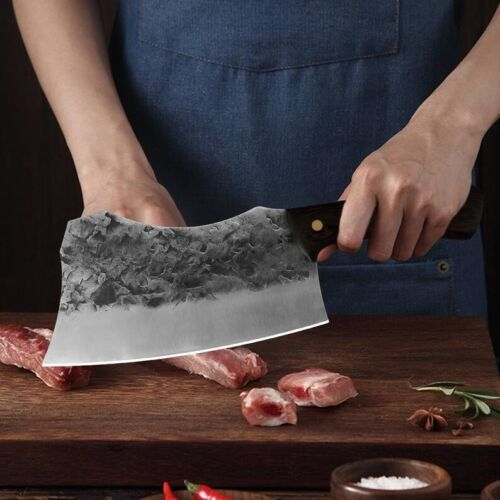 Handmade Carbon Steel Butcher Cleaver Steak Knife Chinese Chef Meat Chopper, HandForged Knife, Hunting Knife, 1.jpg