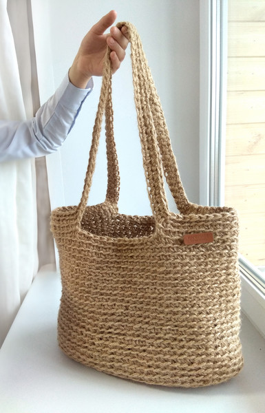 Large jute bag Crochet market bag Large shopper bag Crochet - Inspire ...