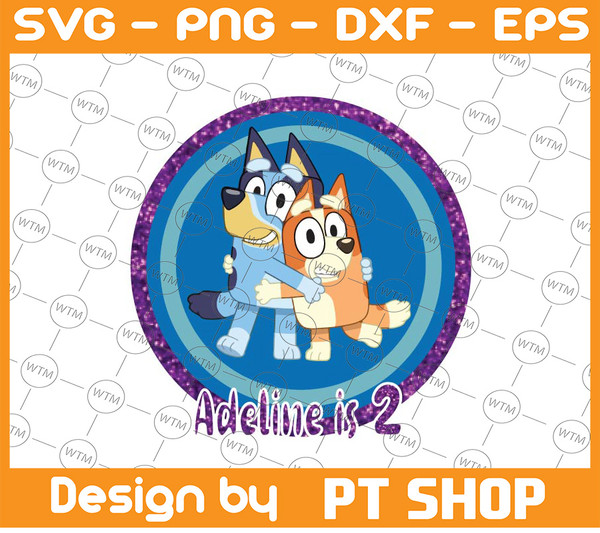 Bluey And Bingo Personalized Name And Age Png, Bluey Family Png
