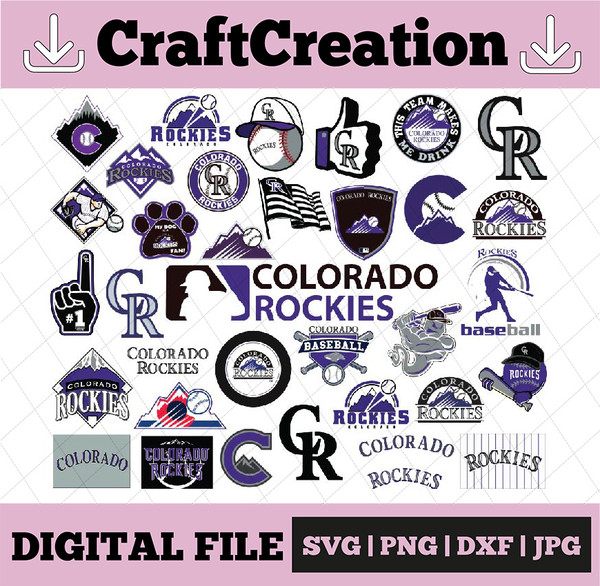 Colorado Rockies CR Logo svg, mlb svg, eps, dxf, png, digital file