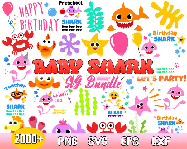 Bundle Baby Shark Svg, Baby Shark Birthday Svg, Shark Bundle Svg, Baby Shark Cricut File.jpg