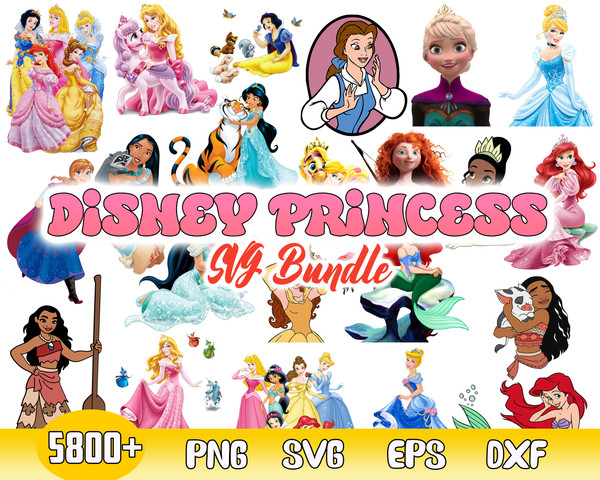 Bundle Disney Princess Svg, Princess Svg, Princess Character Svg, Princess Vector, Clipart, File For Cut.jpg