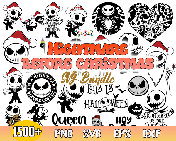 Nightmare Before Christmas Bundle Svg, Jack Skellington Svg, Jack And Sally Svg, Nightmare Christmas Svg.jpg