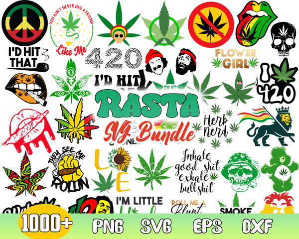 Rasta Bundle Svg, Rasta Svg, Weed Svg, Cannabis Svg, Png Dxf Eps Digiatl File .jpg