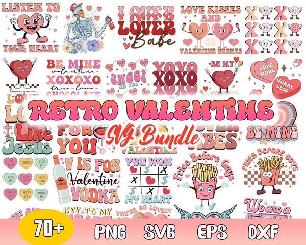 Retro Valentine Bundle Svg, Retro Valentine's Day Svg, Retro Heart Love Svg, Png Dxf Eps File.jpg