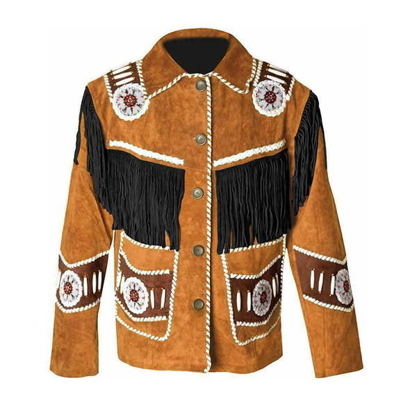 Western Native Indian American Cowboy Tan Brown Suede Leathe - Inspire ...