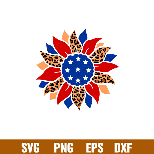 4th Of July Leopard Sunflower, Sunflower American Flag Leopard PNG, 4th Of July Svg, Patriotic Svg, America Svg, Eps, Png, Dxf File.jpg