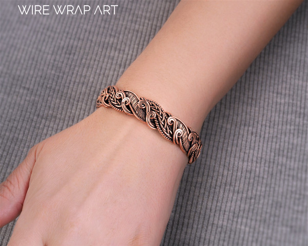 Cat Eye Wire Wrap Bangles Oxidized Bracelet Copper Wire Wrapped Cuff Bracelet Wire Wrapped Jewelry Handmade Jewelry Gift for Her