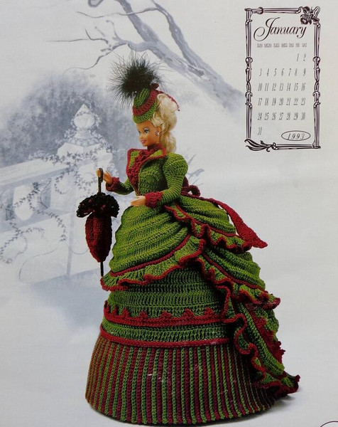 doll Barbie Miss January - Vintage Civil War Era Style Barbie Dress Crochet.jpg