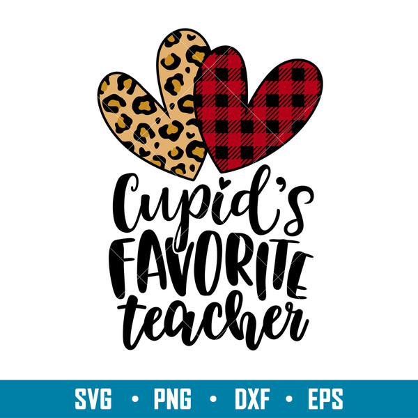 Cupids Favorite Teacher, Cupids Favorite Teacher SVG, Retro Heart SVG, Checkered SVG, Teacher Valentine’s Day SVG, png, dxf, eps file.jpg