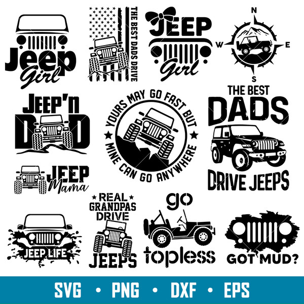 Jeep SVG Bundle, Jeep Svg Bundle, Jeep Svg, Jeep Mama Svg, Jeep Dad Svg, png, dxf, eps file.jpg