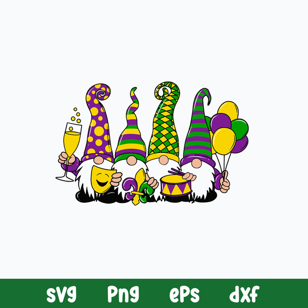 Mardi Gras Gnomes Svg, Gnome Svg, Png Dxf Eps File.jpg