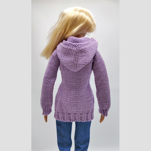 Lilac Hooded Cardigan for Barbie Doll.