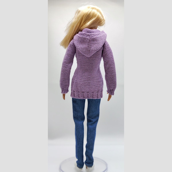 Lilac Hooded Cardigan for Barbie Doll.