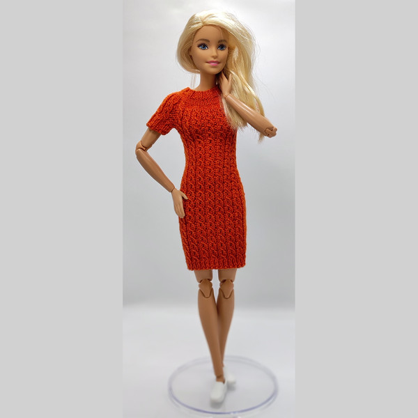 Orange Dress with Short Sleeves for Barbie Doll