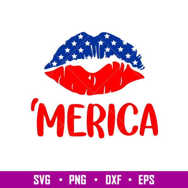 America Lips, American Flag Lips Svg, US Flag Lips Svg Files, 4th of July Svg, Png, Eps, Dxf File.jpg