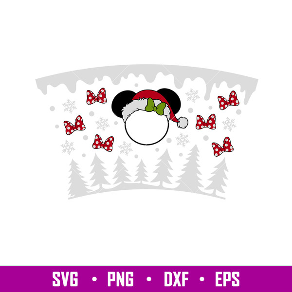 Christmas Red Bow Full Wrap, Christmas Red Bow Minnie Mouse Full Wrap Svg, Starbucks Svg, Coffee Ring Svg, Cold Cup Svg, png, eps, dxf file.jpg