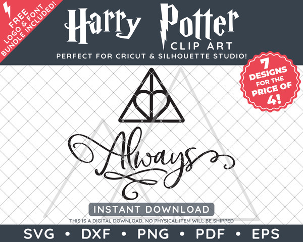 Harry Potter Clip Art Design SVG DXF PNG PDF - Deathly Hallo - Inspire ...