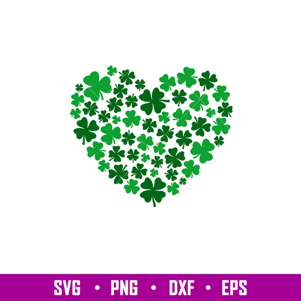 Clover Heart, Clover Heart Svg, St. Patrick’s Day Svg, Lucky Svg, Irish Svg, Clover Svg, png, dxf, eps file.jpg