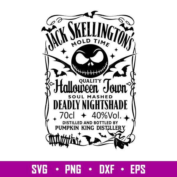 Jack Skellington Wiskey, Jack Skellington Wiskey Svg, Halloween Svg, Nightmare Before Christmas Svg, Skull Svg, png, dxf, eps file.jpg